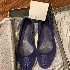 McQueen navy suede flats